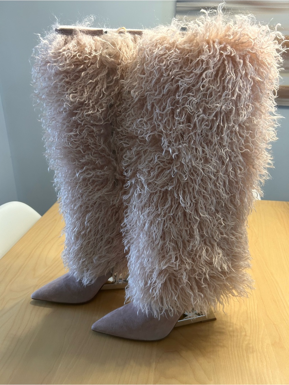 Wishbone Knee-High Boots in Blush